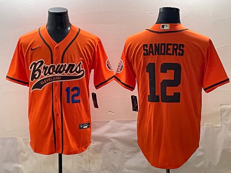 Men 2025 Cleveland Browns #12 Sanders Orange Joint Name Nike Limited NFL Jersey style 6->cleveland browns->NFL Jersey